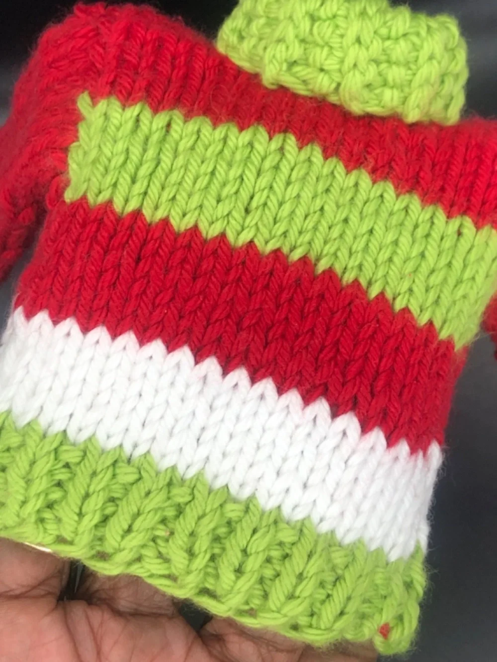 Hand Knit Mini Christmas Striped Sweater Ornament | Holiday Decor, Gift Topper
